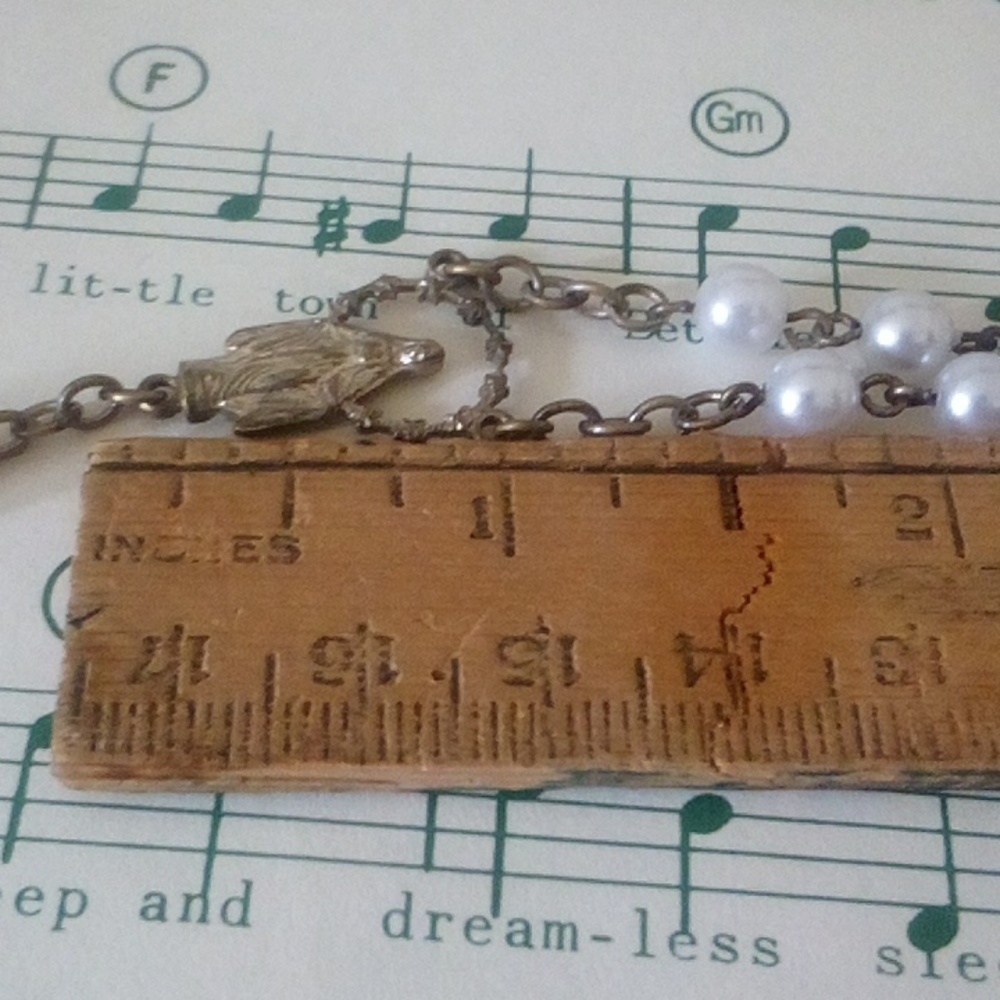 Vintage Rosary Mother If Pearl Faux Pearl Stainless Steel - Picture 7 of 7